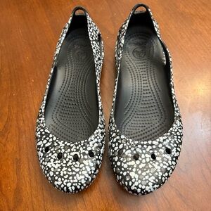 CROCS Black and White Polka Dot Kadee ballet Flats size 9